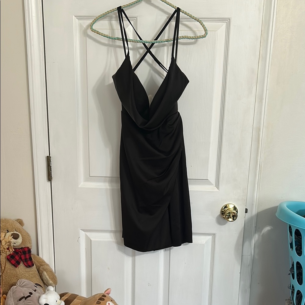 Elegant Black Ruched Dress